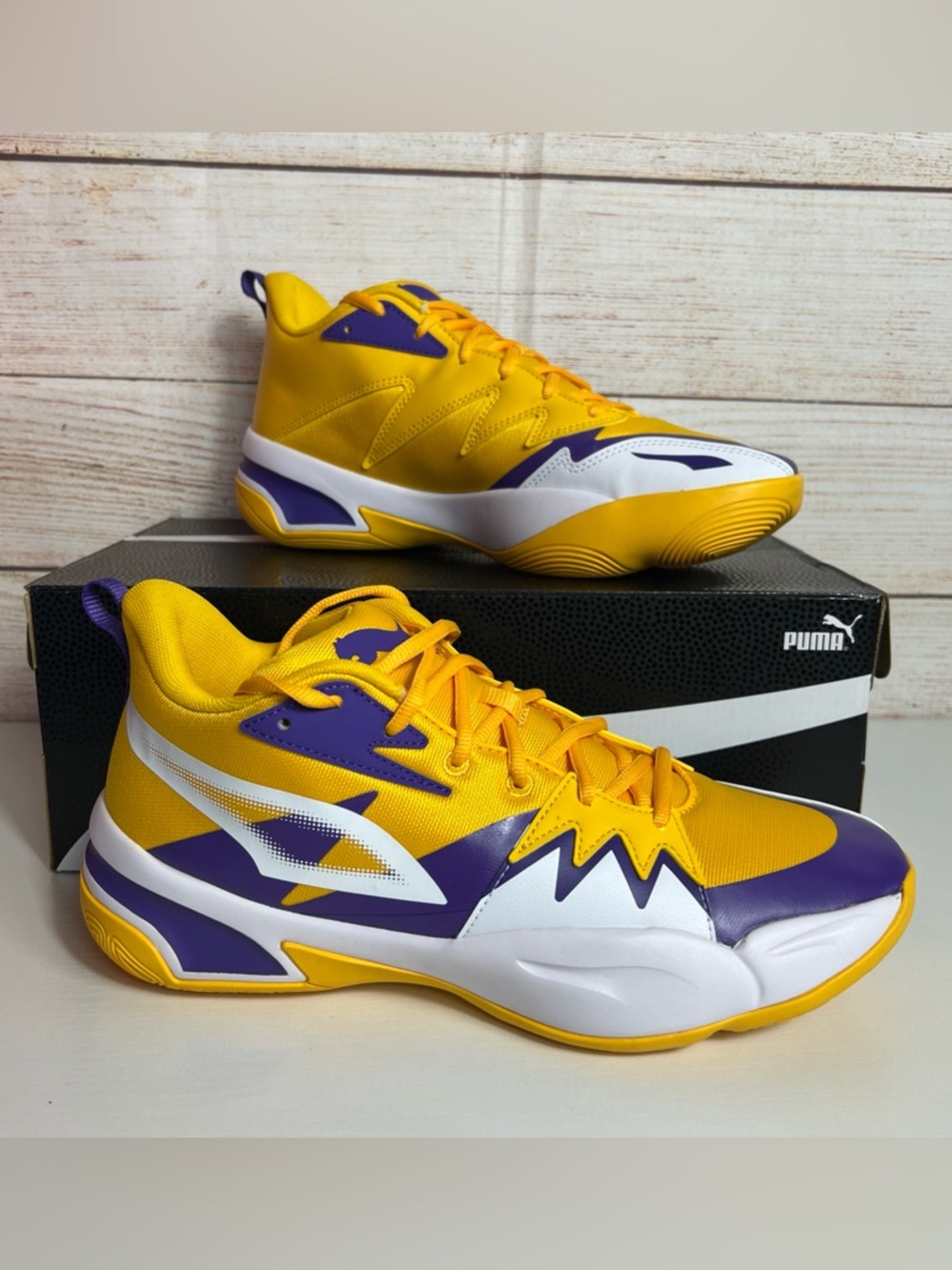 Puma Yellow & Purple Men's Basketball Sneakers